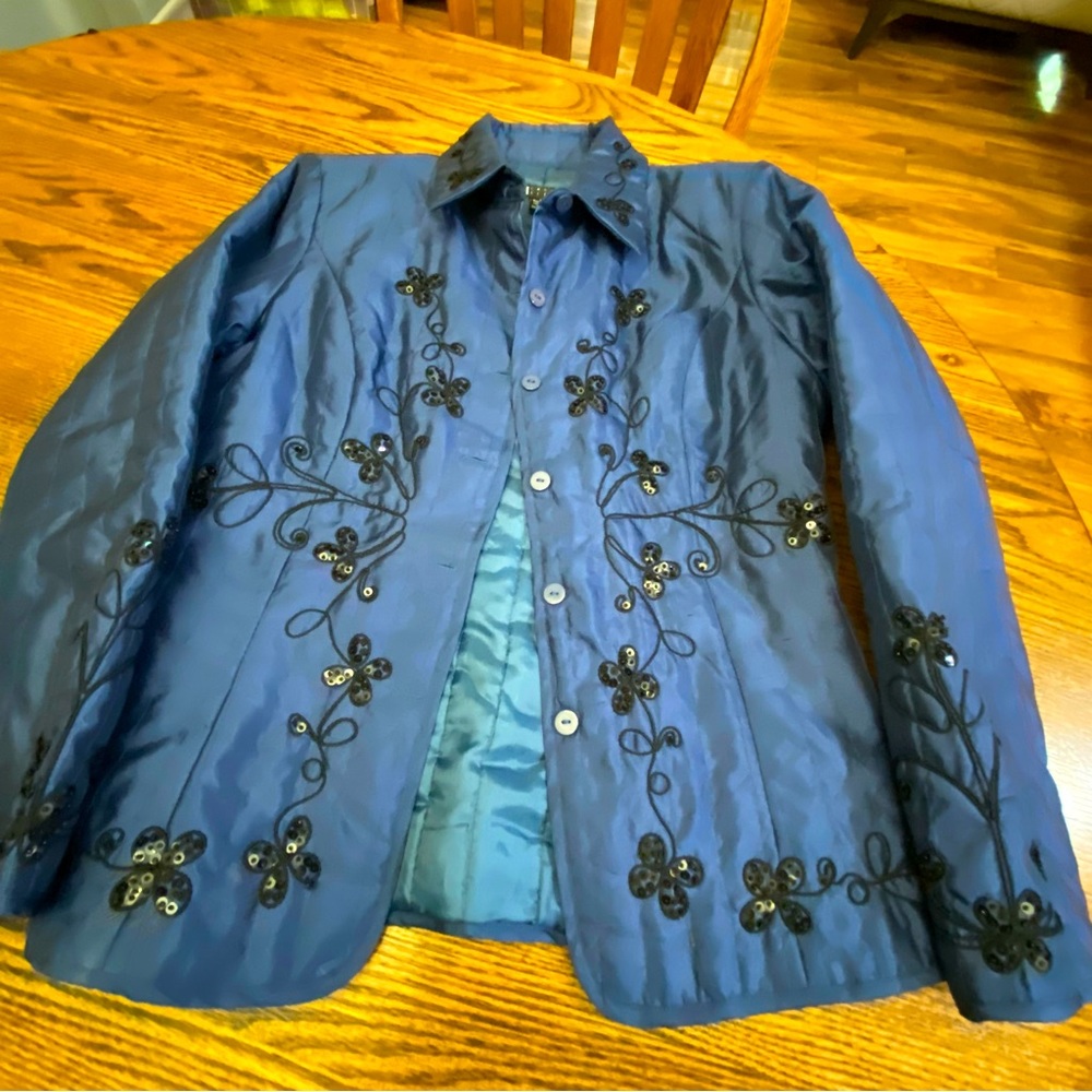 Carole Little 100% silk puffed jacket,size M